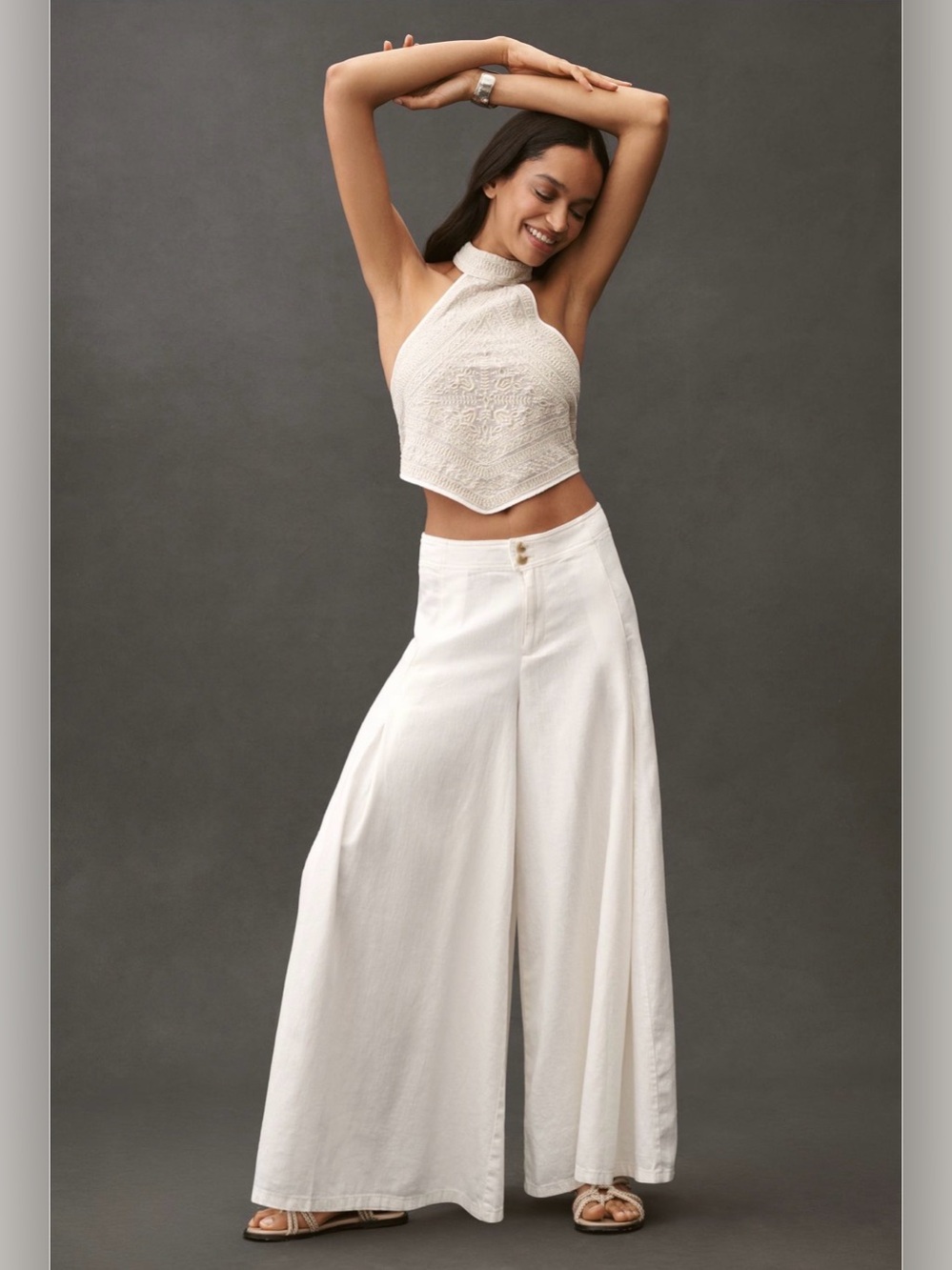 Anthropologie Linen Blend Skirty Sailor Wide-Leg Pants NWT